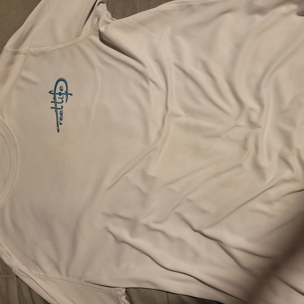 White and Blue Long Sleeve Tee with Minimalist Design